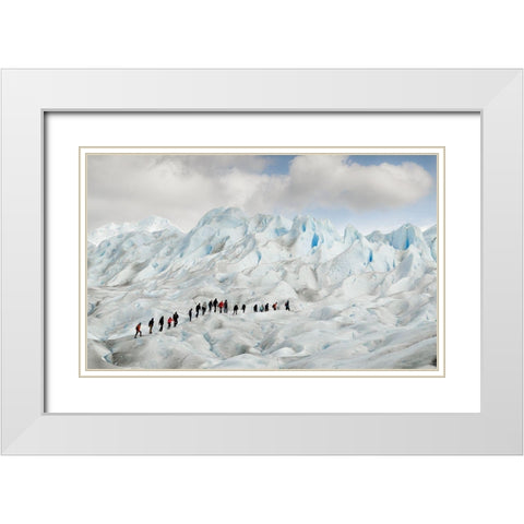 Hiking On Perito Moreno White Modern Wood Framed Art Print with Double Matting by Oggiano, Roberto