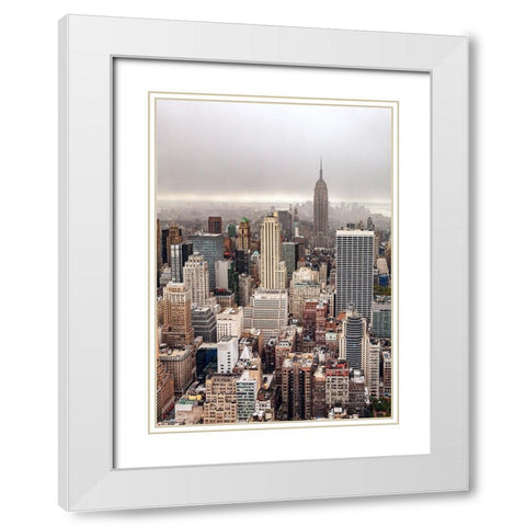 Foggy Day In Manhattan White Modern Wood Framed Art Print with Double Matting by Soderman, Par