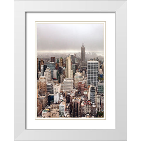 Foggy Day In Manhattan White Modern Wood Framed Art Print with Double Matting by Soderman, Par