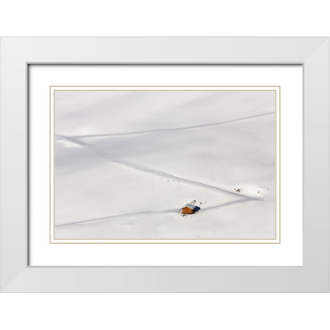 Lost In The Snow White Modern Wood Framed Art Print with Double Matting by Hermann, Uschi