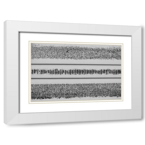 Railroad White Modern Wood Framed Art Print with Double Matting by Wang, Jian