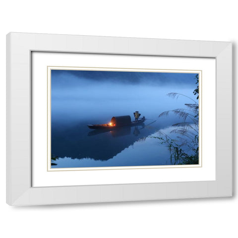 Dong Jiang Lake White Modern Wood Framed Art Print with Double Matting by Wong, Adam