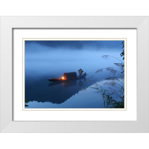 Dong Jiang Lake White Modern Wood Framed Art Print with Double Matting by Wong, Adam