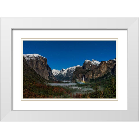 Bridalveil Fall Moonbow White Modern Wood Framed Art Print with Double Matting by Zhu, Hua