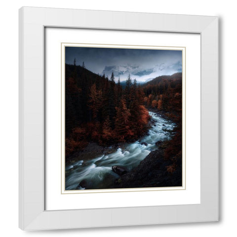 Sin Lineas. White Modern Wood Framed Art Print with Double Matting by Pablo de, Juan