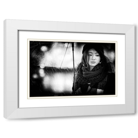 Rainy Day White Modern Wood Framed Art Print with Double Matting by Kiyota, Daisuke