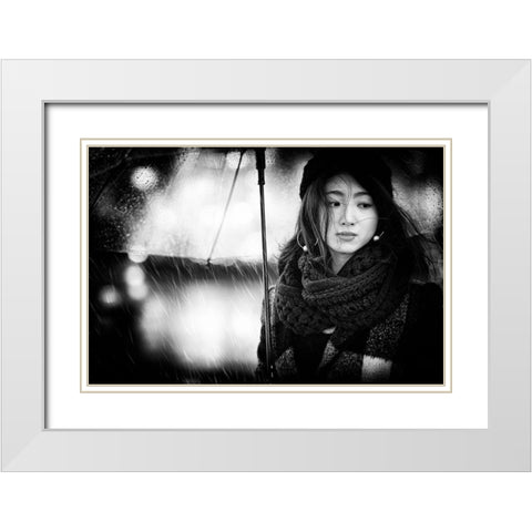 Rainy Day White Modern Wood Framed Art Print with Double Matting by Kiyota, Daisuke