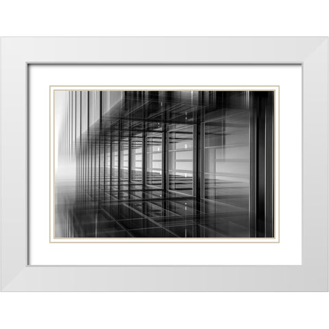Lines And Patterns White Modern Wood Framed Art Print with Double Matting by Wogeck, Marianne