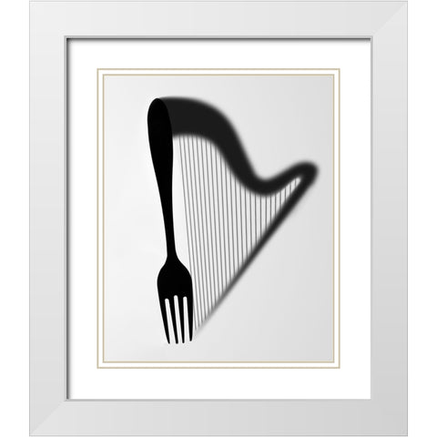 Harp White Modern Wood Framed Art Print with Double Matting by Matsumura, Naoki
