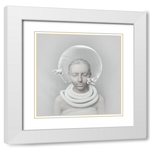 I Feel You White Modern Wood Framed Art Print with Double Matting by Hardibudi