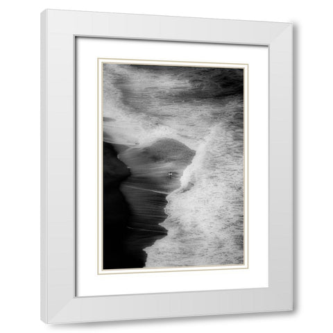 Trying To Surf White Modern Wood Framed Art Print with Double Matting by Azevedo, Olavo