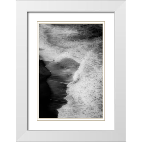 Trying To Surf White Modern Wood Framed Art Print with Double Matting by Azevedo, Olavo