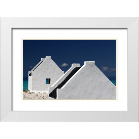 Bonaire Slaves Huts White Modern Wood Framed Art Print with Double Matting by Hawerkamp, Hans-Wolfgang
