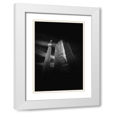 Tokyo Skytree White Modern Wood Framed Art Print with Double Matting by Watanabe, Takeru