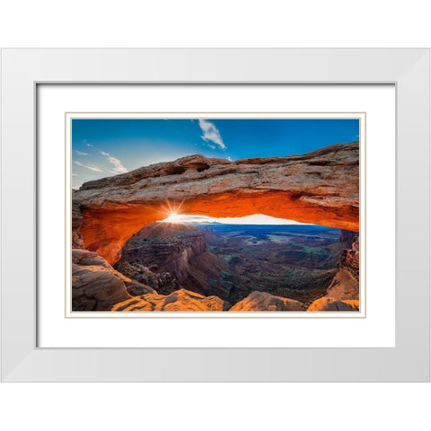 Sunrise At Mesa Arch White Modern Wood Framed Art Print with Double Matting by Zheng, Michael