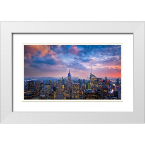 Top Of The Rock White Modern Wood Framed Art Print with Double Matting by Zheng, Michael