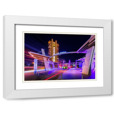 Uptown Dallas White Modern Wood Framed Art Print with Double Matting by Zheng, Michael