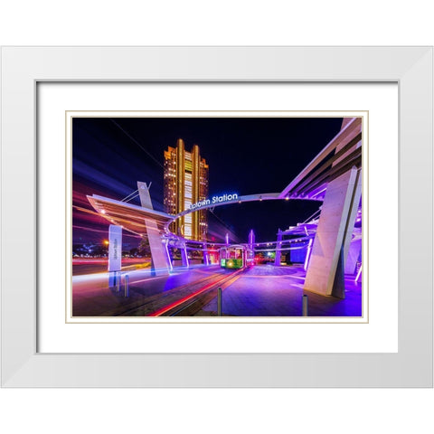 Uptown Dallas White Modern Wood Framed Art Print with Double Matting by Zheng, Michael