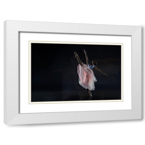 Dancer White Modern Wood Framed Art Print with Double Matting by Zhang, Libby