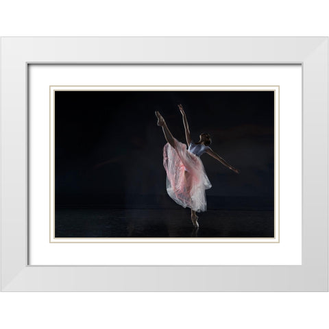Dancer White Modern Wood Framed Art Print with Double Matting by Zhang, Libby