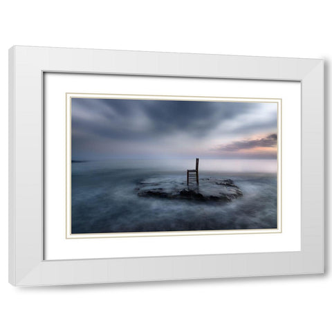 Of Tide-Dusk And Expectations White Modern Wood Framed Art Print with Double Matting by Kaimaki, Maria