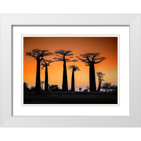 Sunset In Morondava White Modern Wood Framed Art Print with Double Matting by Ren Rong, Raymond