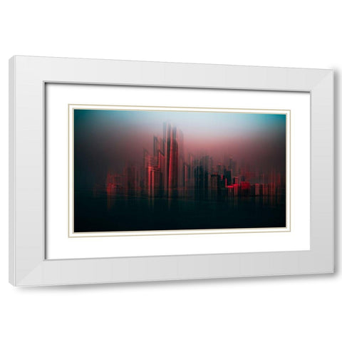 Abu Dhabi Skyline White Modern Wood Framed Art Print with Double Matting by Chiriaco, Carmine