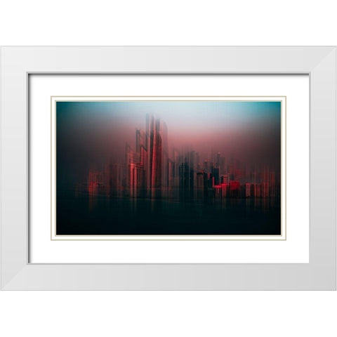 Abu Dhabi Skyline White Modern Wood Framed Art Print with Double Matting by Chiriaco, Carmine