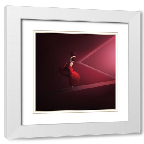 Dance Into The Light White Modern Wood Framed Art Print with Double Matting by Hardibudi
