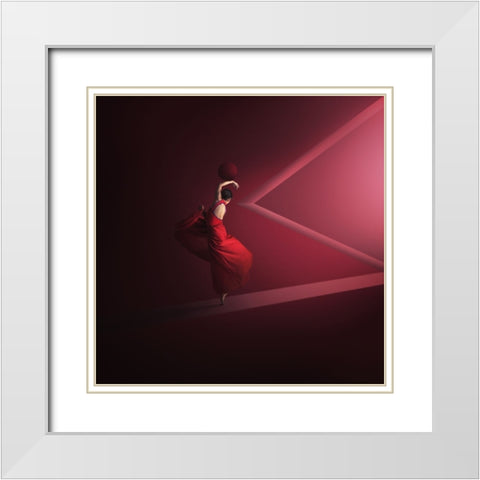 Dance Into The Light White Modern Wood Framed Art Print with Double Matting by Hardibudi