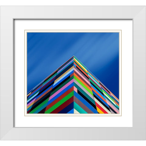Color Pyramid White Modern Wood Framed Art Print with Double Matting by Novillo, Alfonso
