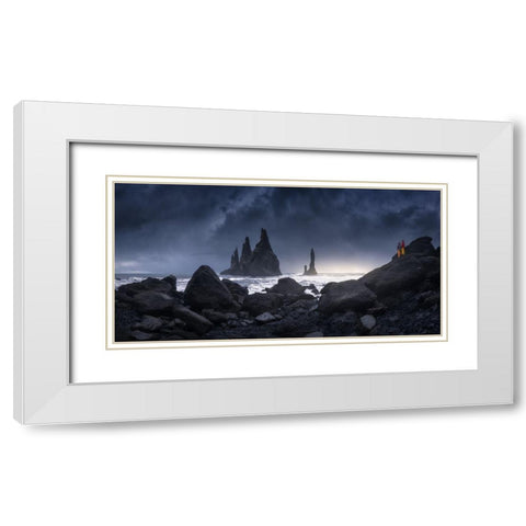 Reynisdrangar White Modern Wood Framed Art Print with Double Matting by F. Turienzo, Carlos