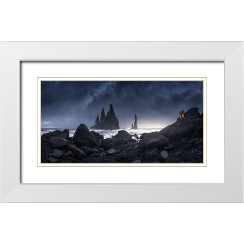 Reynisdrangar White Modern Wood Framed Art Print with Double Matting by F. Turienzo, Carlos