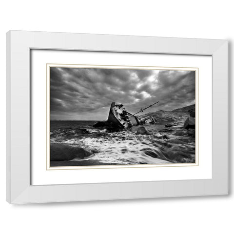 Capsized White Modern Wood Framed Art Print with Double Matting by Wong, Adam