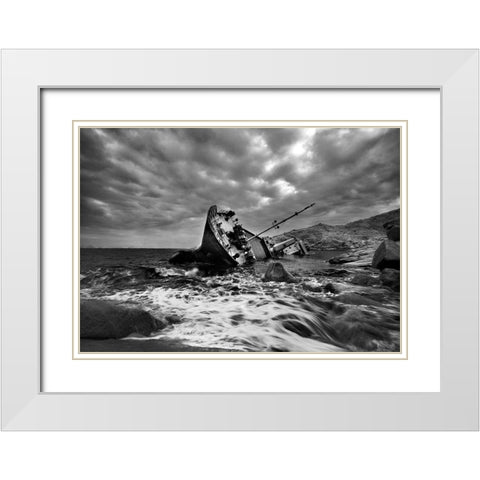 Capsized White Modern Wood Framed Art Print with Double Matting by Wong, Adam