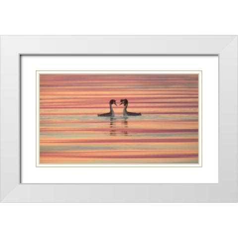 Lovers White Modern Wood Framed Art Print with Double Matting by Marchegiani, Roberto