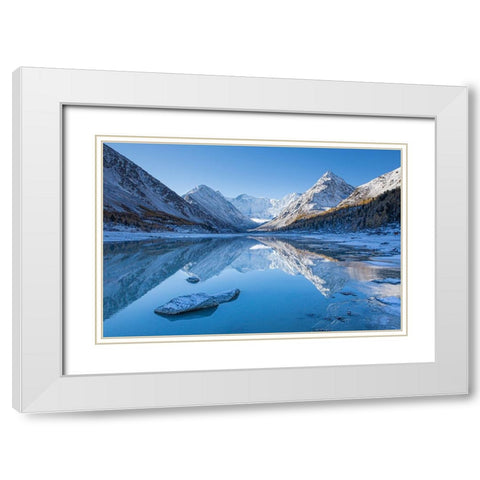 Akkem Lake White Modern Wood Framed Art Print with Double Matting by Aristov, Stanislav