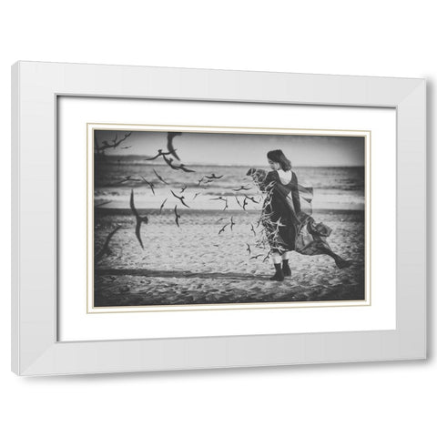 Ominous Call Death White Modern Wood Framed Art Print with Double Matting by Kiyota, Daisuke
