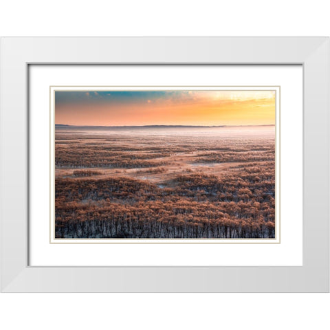 Dawn White Modern Wood Framed Art Print with Double Matting by Nihashi, Susumu