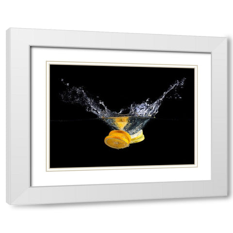 Orange Splash White Modern Wood Framed Art Print with Double Matting by Stefan, Mogyorosi