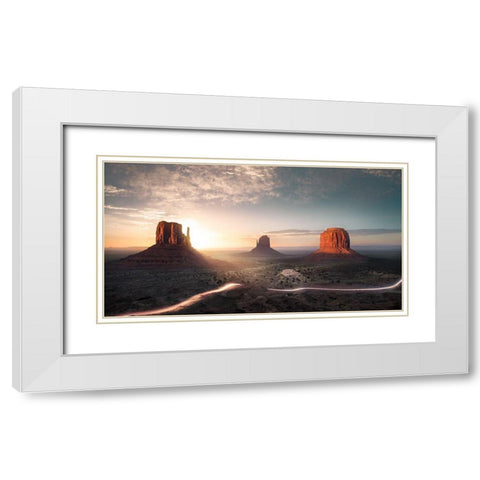 When Dawn Married Dusk White Modern Wood Framed Art Print with Double Matting by Guinaudeau, Francois