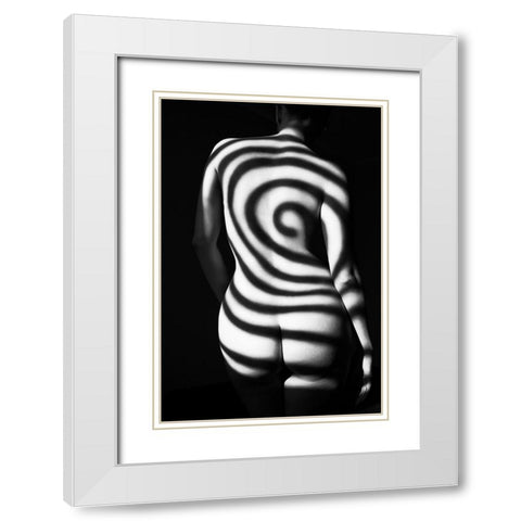 Lines White Modern Wood Framed Art Print with Double Matting by Faletkin, Mikhail