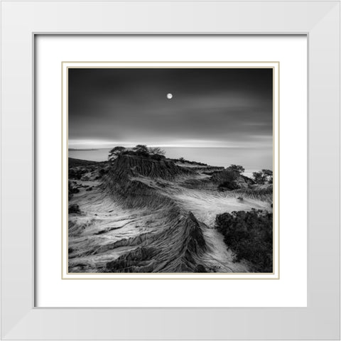 Moon Over Broken Hill White Modern Wood Framed Art Print with Double Matting by Fan, Yi