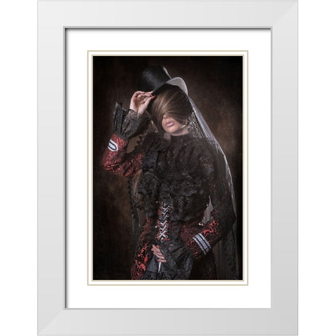 Mistery Girl White Modern Wood Framed Art Print with Double Matting by Kayen-Mouthaan, Carola