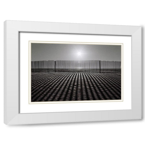 Grey Over Grey White Modern Wood Framed Art Print with Double Matting by Abrantes, Paulo