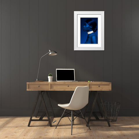 Blue Portrait White Modern Wood Framed Art Print with Double Matting by Koops, Johan