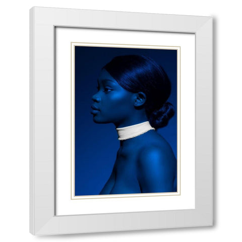 Blue Portrait White Modern Wood Framed Art Print with Double Matting by Koops, Johan
