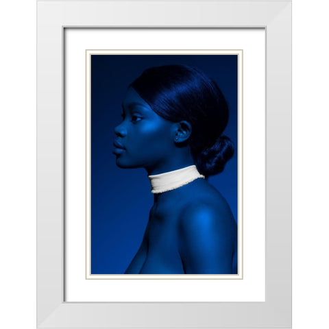 Blue Portrait White Modern Wood Framed Art Print with Double Matting by Koops, Johan