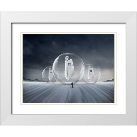 Abode White Modern Wood Framed Art Print with Double Matting by Ghosh, Swarnendu