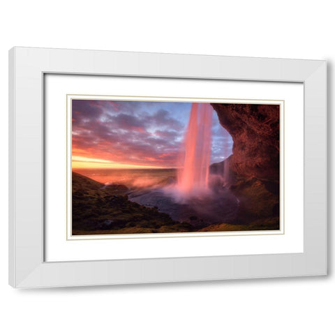 The Burning Falls White Modern Wood Framed Art Print with Double Matting by Gastager, Daniel
